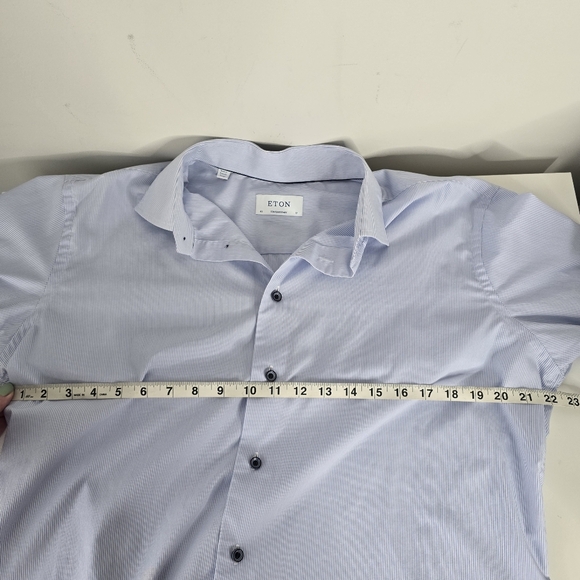 ETON Contemporary Blue/White Striped Long Sleeve Button Front Cotton Shirt 17 43 - Picture 9 of 12